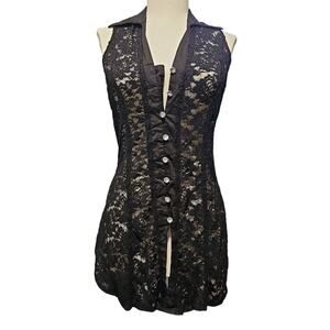Vintage Fredericks of Hollywood Whimsygoth Lace Lingerie Corset Back womens Med